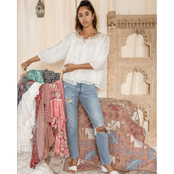 💯%Anthropologie Madi Shimmer Swing Blouse - Picture 2 of 12